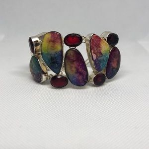 Sterling silver bracelet with color stones